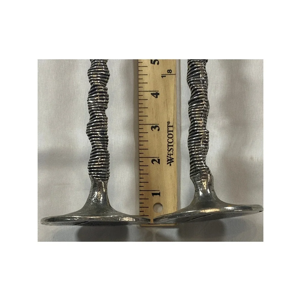 Patrick Meyer Brutalist Pewter Candlesticks Set of 2 Textured‎ Modernist Silver